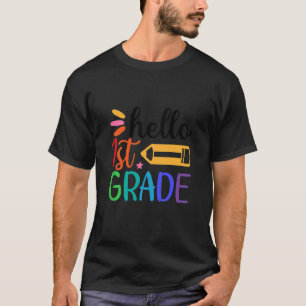 キッズキッズホワイトハローファーストグレード新学期B Tシャツ