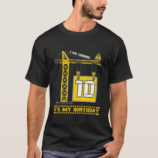 キッズキッズボーイズ建築トラック10th誕生日Ag Tシャツ (正面)