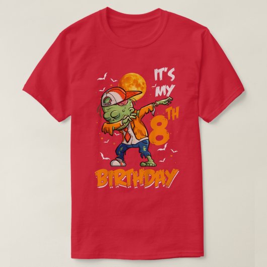 キッズキッズ私の8誕生日ダビングゾンビホール Tシャツ (デザイン正面)