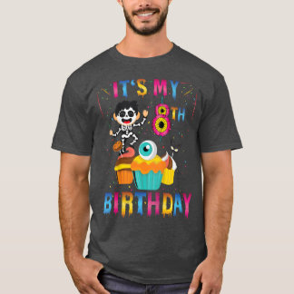 キッズキッズ私の8誕生日幽霊スケルトンホール Tシャツ