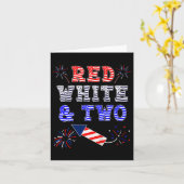 キッズキッズ2nd誕生日7月4日アメリカンレッドホワイト カード (黄色い花)