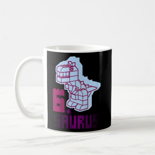 キッズキッズ6歳の建物ブロックDino 6歳 コーヒーマグカップ (左)