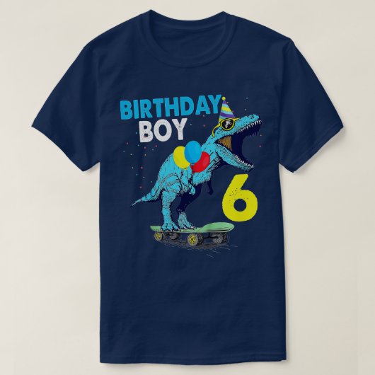 キッズキッズ6誕生日恐竜Tレックス6年間 Tシャツ (デザイン正面)