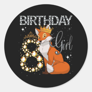 キッズキツネ動物愛好家8th誕生日ガールキツネB-day ラウンドシール