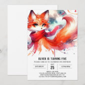 キッズキツネ誕生日 招待状 (正面/裏面)