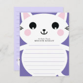 キッズキティ猫かわいい平らな文房具カード サンキューカード (正面/裏面)