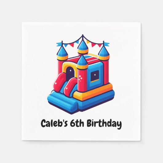 キッズキャッスルパーティーバウンスハウス誕生日ジャンプパーティー スタンダードカクテルナプキン (正面)