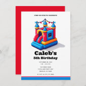 キッズキャッスルパーティーバウンスハウス誕生日ジャンプパーティー 招待状 (正面/裏面)