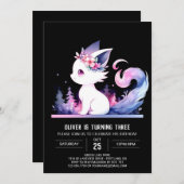 キッズキャットエレガント誕生日 招待状 (正面/裏面)