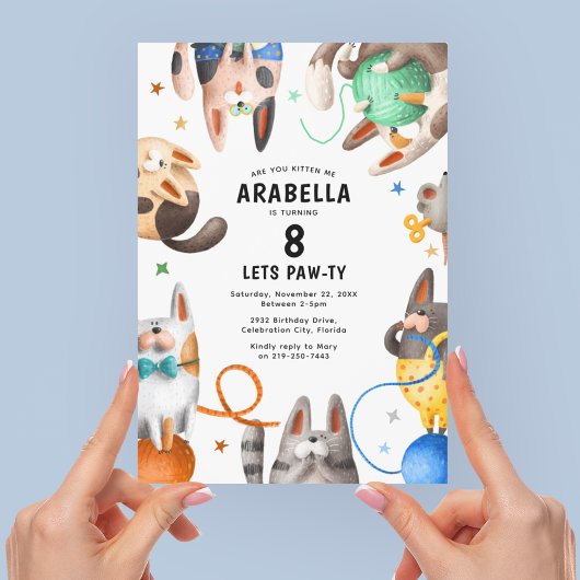 キッズキャットポーティ誕生日パーティー 招待状