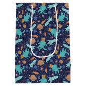 キッズキャット宇宙飛行士宇宙ロケット船惑星 ミディアムペーパーバッグ (裏面)