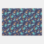 キッズキャット宇宙飛行士宇宙ロケット船惑星 ラッピングペーパーシート (正面3)