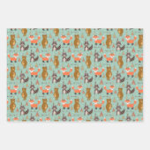 キッズキャンピングアウトラクーンキツネブラウンベア ラッピングペーパーシート (正面)