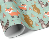 キッズキャンピングアウトラクーンキツネブラウンベア ラッピングペーパー (ロールコーナー)