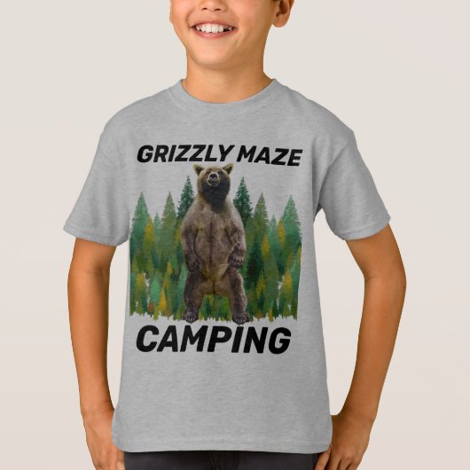 キッズキャンピンググリズメイズベアTシャツ Tシャツ (正面)