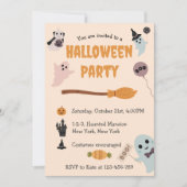 キッズキュスト幽霊ハロウィーンの衣装パーティー 招待状 (正面)