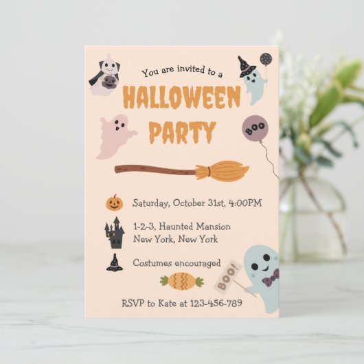 キッズキュスト幽霊ハロウィーンの衣装パーティー 招待状 (スタンド正面)