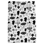 キッズキュートウィンターベアーハットミッテン雪の雲B/W ミディアムペーパーバッグ (裏面)