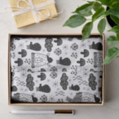 キッズキュートウィンターベアーハットミッテン雪の雲B/W 薄葉紙 (ギフト)