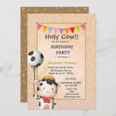 キッズキュートカウガールズグリッターバースデーパーティーの招待 招待状 (正面/裏面)