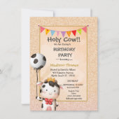 キッズキュートカウガールズグリッター誕生日パーティー 招待状 (正面)