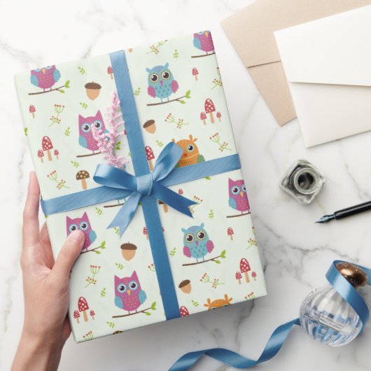 キッズキュートカラフルフクロムドクマッシュルーム ラッピングペーパー (ギフト)