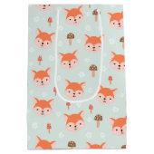 キッズキュートカートゥーンキツネ顔キノコ ミディアムペーパーバッグ (裏面)