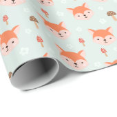 キッズキュートカートゥーンキツネ顔キノコ ラッピングペーパー (ロールコーナー)