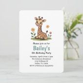 キッズキュートキリンのジャングル誕生日パーティー 招待状 (スタンド正面)