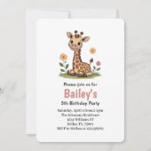 キッズキュートキリンのジャングル誕生日パーティー 招待状 (正面)