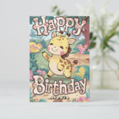 キッズキュートキリン誕生日 カード (スタンド正面)