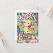 キッズキュートキリン誕生日 カード (正面/裏面インサイチュ)