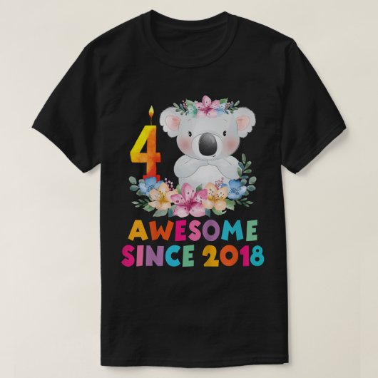 キッズキュートコアラベアー4年誕生日服B Tシャツ (デザイン正面)