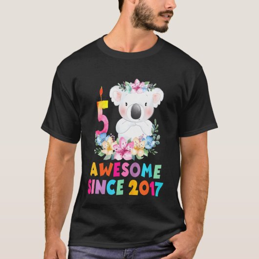 キッズキュートコアラ熊5年誕生日服B用 Tシャツ (正面)