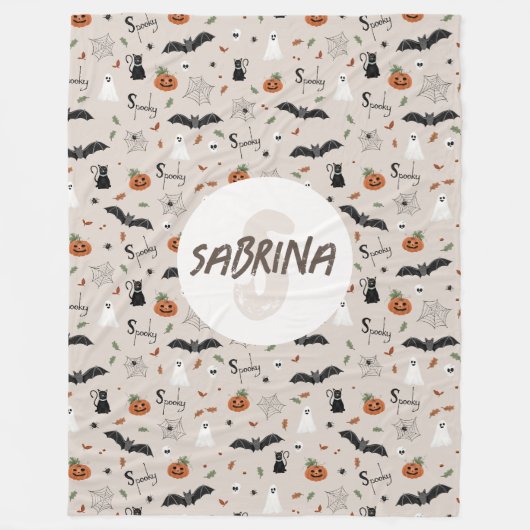 キッズキュートハロウィン不気味秋モノグラム フリースブランケット (正面)