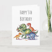 キッズキュートパーソナライズされた恐竜誕生日 カード (正面)