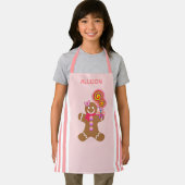 キッズキュートピンクジンジャーブレッドマンクリスマス エプロン (インサイチュ)