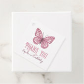 キッズキュートピンクバタフライ誕生日サンキューガール フェイバータグ (インサイチュ)