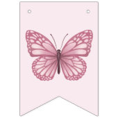 キッズキュートピンクバタフライ誕生日 バンティングフラッグ (第1の旗)