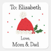 キッズキュートフェスティバルサンタハットカスタムホリデイ スクエアシール (正面)