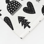 キッズキュートフクロムーンハート傘ウィンターハット フリースブランケット (角)