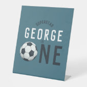 キッズキュートブルースポーツ1st誕生日パーティー 台座サイン (正面)