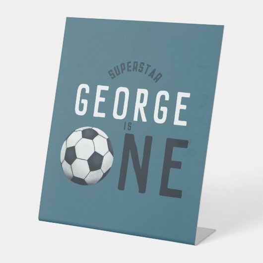 キッズキュートブルースポーツ1st誕生日パーティー 台座サイン (正面)