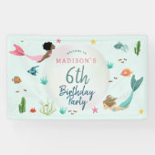 キッズキュートマジカルマーメイド誕生日ウェルカムサイン 横断幕 (横)