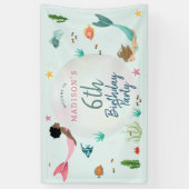 キッズキュートマジカルマーメイド誕生日ウェルカムサイン 横断幕 (縦)