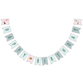 キッズキュートマーメイドシーガールズ誕生日 バンティングフラッグ