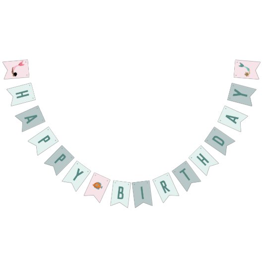 キッズキュートマーメイドシーガールズ誕生日 バンティングフラッグ (全)