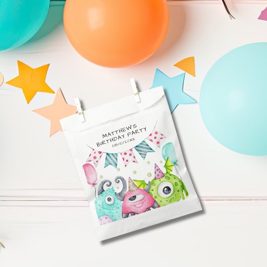 キッズキュートモンスターバースデーパーティー フェイバーバッグ