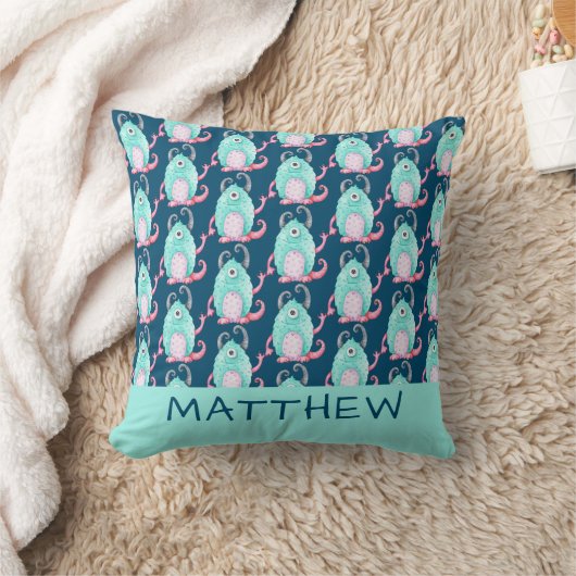 キッズキュートモンスターパーソナライズされた装飾用クッション クッション (ブランケット)