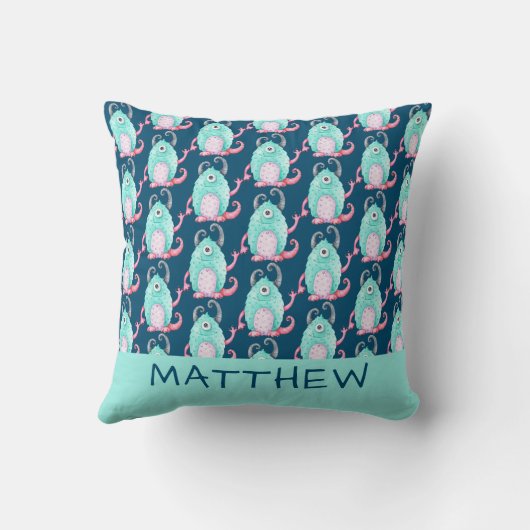 キッズキュートモンスターパーソナライズされた装飾用クッション クッション (裏面)